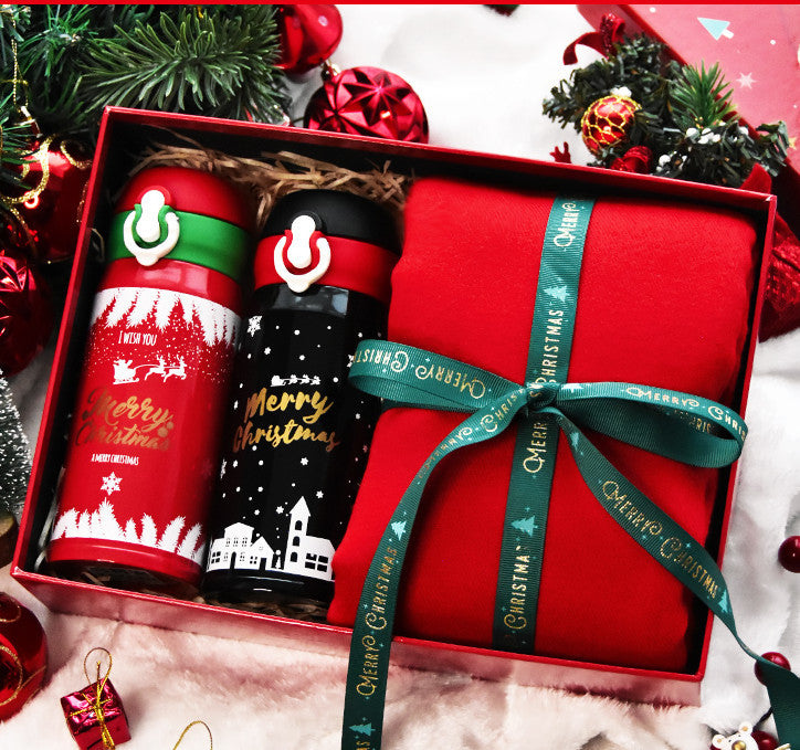 Flag Village Christmas Female Thermos Cup Gift Box Set Birthday