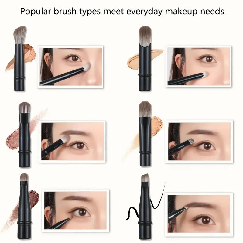 Flag Village 6Pcs Mini Travel Makeup Brushes Set With Box Portable Cosmetic Powder Foundation Blush Blending Concealer Make Up Brushes Set