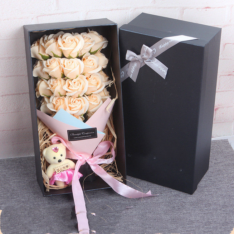 Flag Village Rose Bouquet Soap Flower Gift Box
