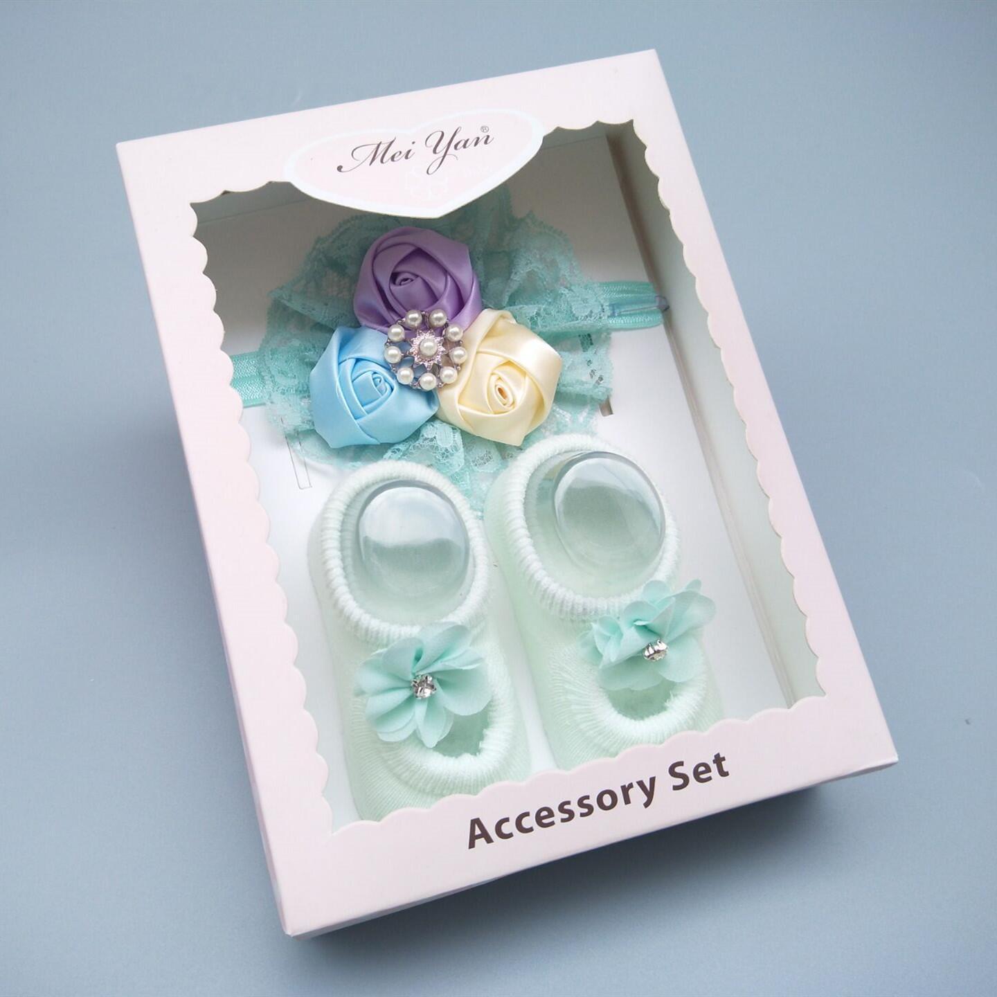 Flag Village New Baby Girl Socks Headband Gift Box