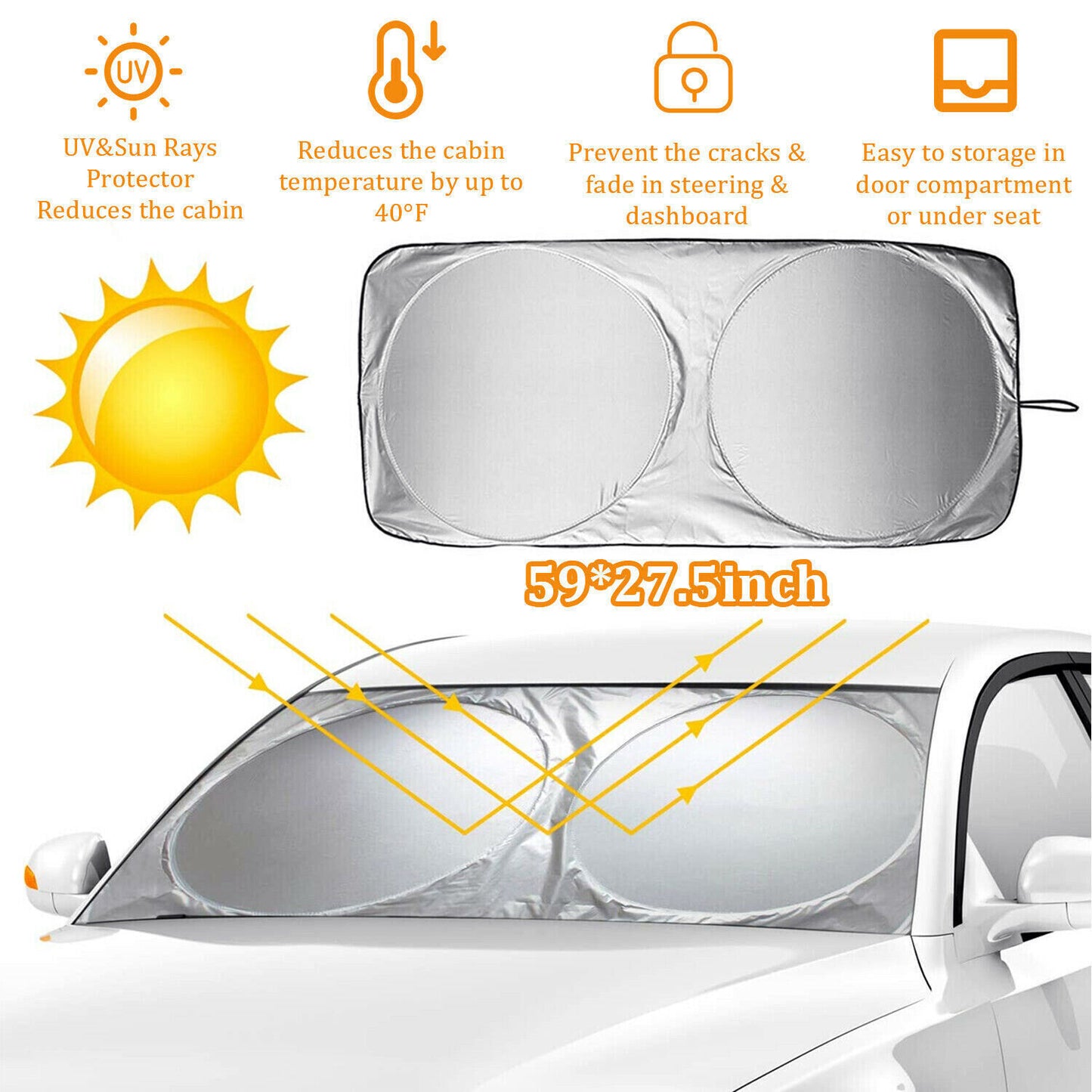 Flag Village Auto Tools Foldable Car Front Rear Window Windshield Sun Shade Shield Cover Visor UV Block