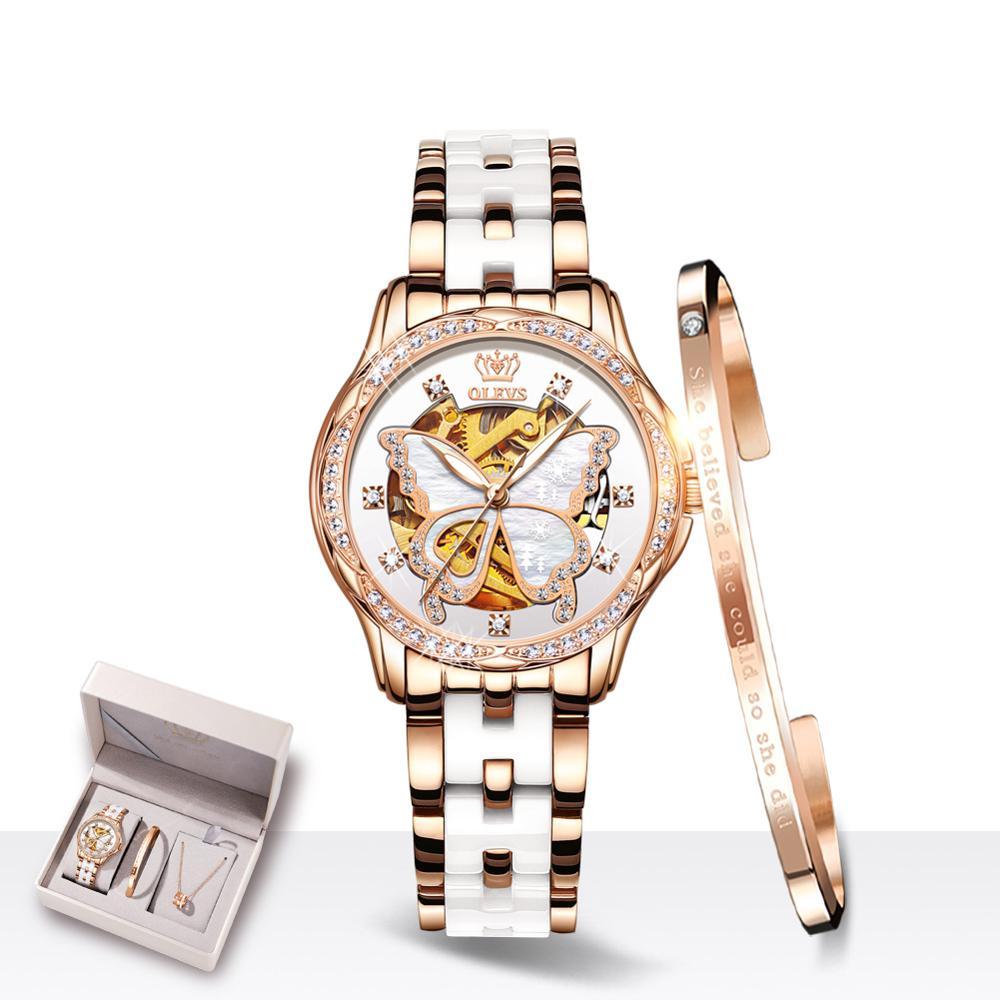 Flag Village Ladies Automatic Mechanical Watch Gift Box Set