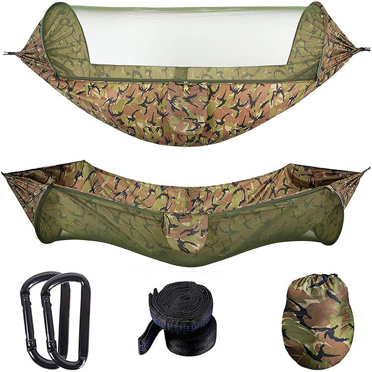 Flag Village Camping Outdoor Automatic Speed Open Hammock Mosquito Net