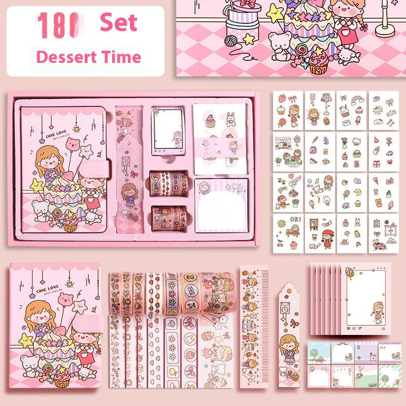 Flag Village Journal Book Set Gift Box Girl Heart Cute Gift Bag