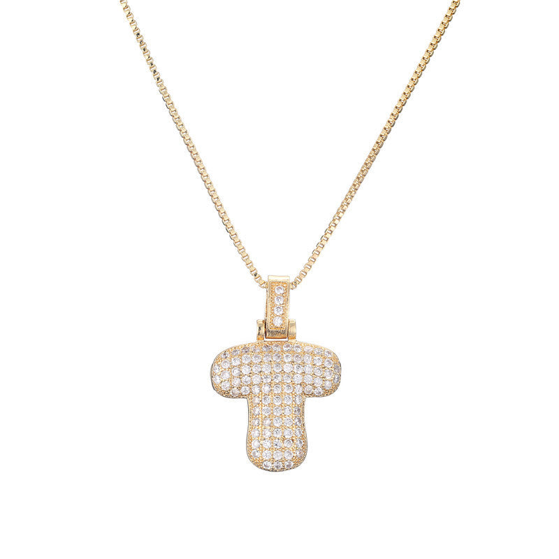 Flag Village Clavicle Chain Copper Micro Inlaid Zircon 26 Letter Pendant Necklace For Women's Birthday Jewelry Gifts