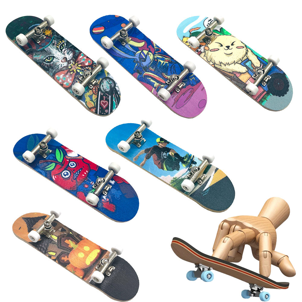 Flag Village Professional Finger Skateboards DIY Toys Skate Park Tech Parts Deck Stunt Metal Bracket Bearing Wheel Tabletop Toys Gifts