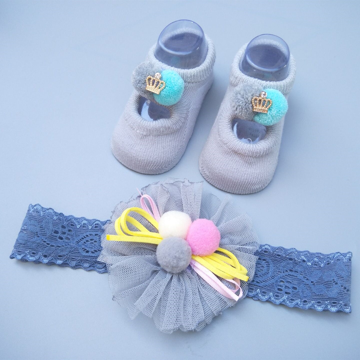 Flag Village New Baby Girl Socks Headband Gift Box