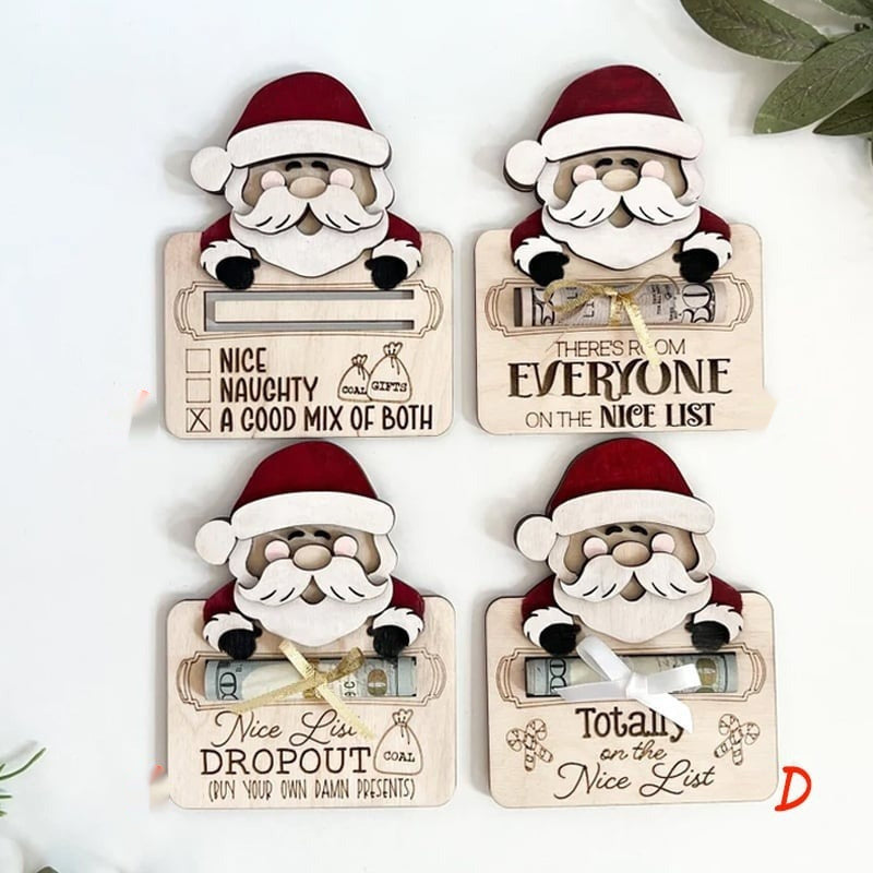 Flag Village Wooden Cute Santa Claus Cash And Gifts Card Clamp Creative Christmas Decoration Ornaments
