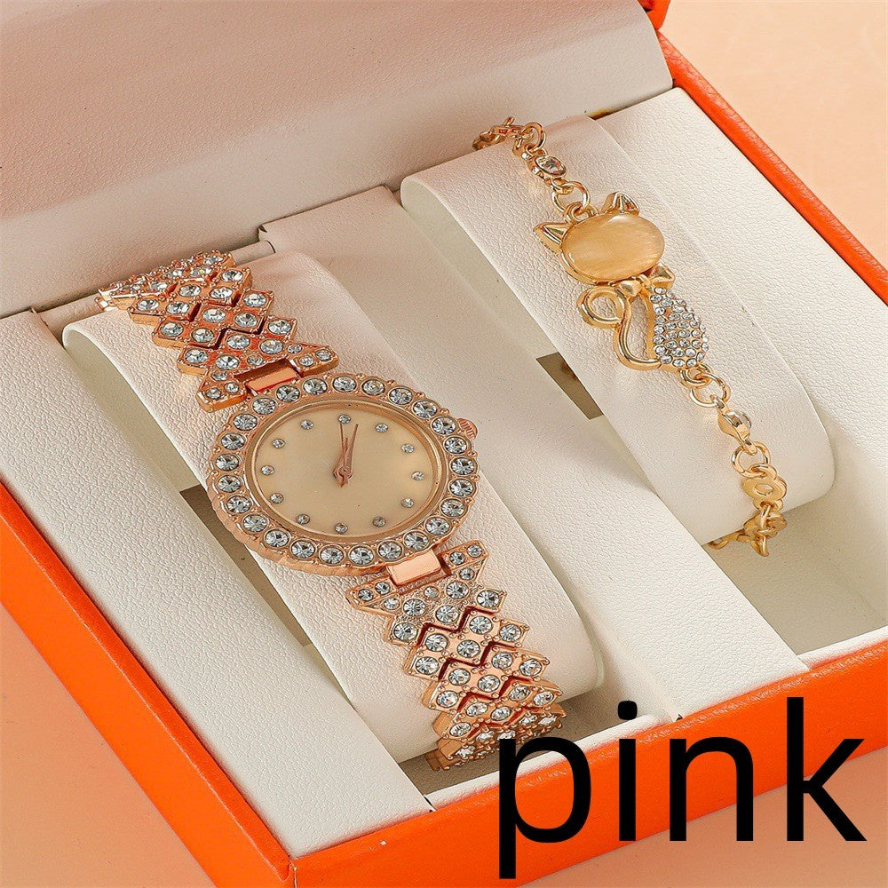 Flag Village Round Diamond Bracelet Watch Luxury Fashion Gift Box