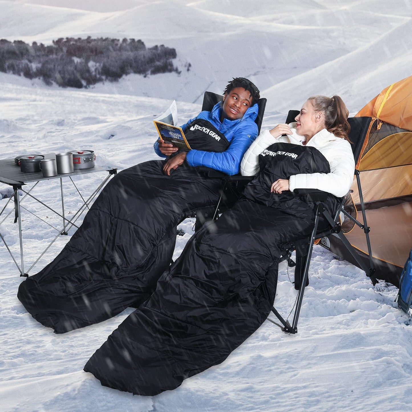 Flag Village ANTARCTICA GEAR Heated Sleeping Bag, 5pcs Heating Areas Sleeping Bags 3 Adjustable Heating Levels Cold Weather Sleeping Bag For All Season Hiking & Camping
