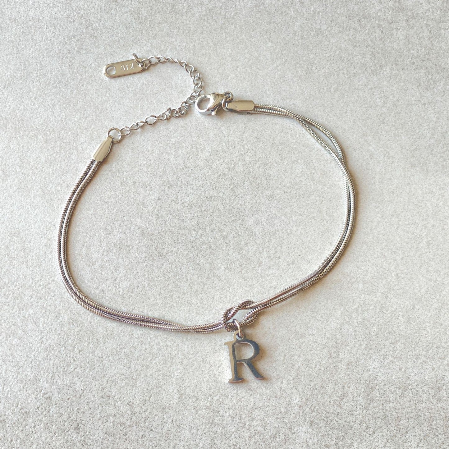Flag Village New Letter A-Z Love Knot Bracelets For Women Couple Gold Color Dainty Snake Chain Charm Bracelet Stainless Steel Jewelry Gift Valentine's Day Gifts