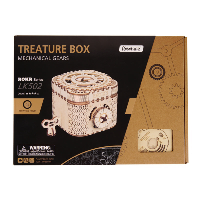 Flag Village Robotime Rokr 123Pcs Treasure Box Creative 3D Wooden Puzzle Game Assembly Toys Chris Gift For Children Adults Teens Dropshipping