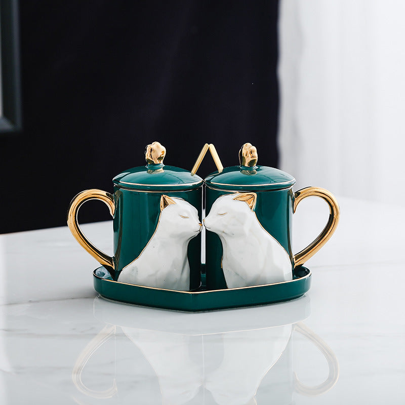 Flag Village Creative Couple Ceramic Cup Set Gift Box