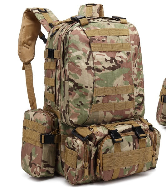 Flag Village Men's Travel Backpack Oxford Cloth Outdoors Backpack Army Camouflage Tactics Double Shoulder Bag Mountaineering Large Combination Backpack