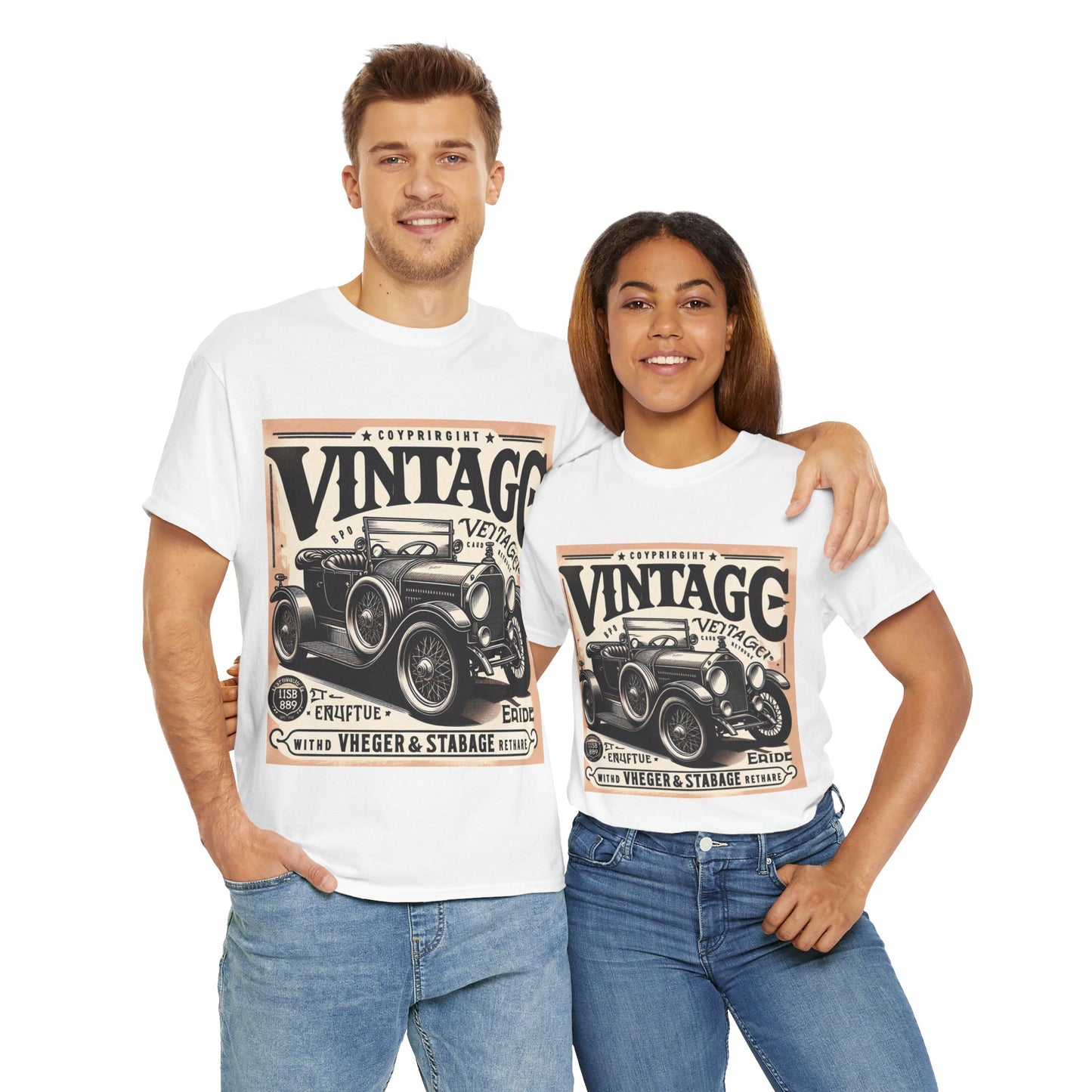 Flag Village USA Vintage Car Flag T-SHIRT Heavy Cotton Tee USA0008
