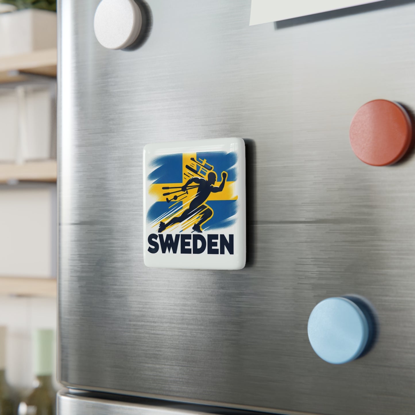 Flag Village Sweden Flag Sporting Porcelain Magnet, Square SWE0005