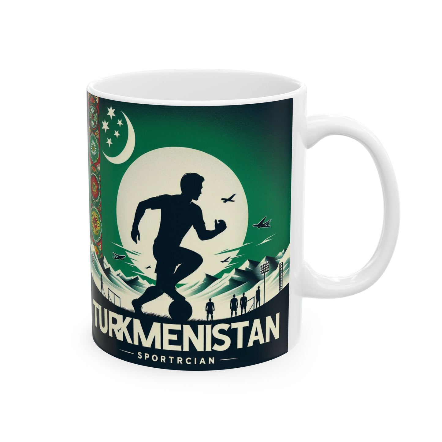 Flag Village Turkmenistan Sporting Flag Ceramic Coffee Mug 11oz TKM0005