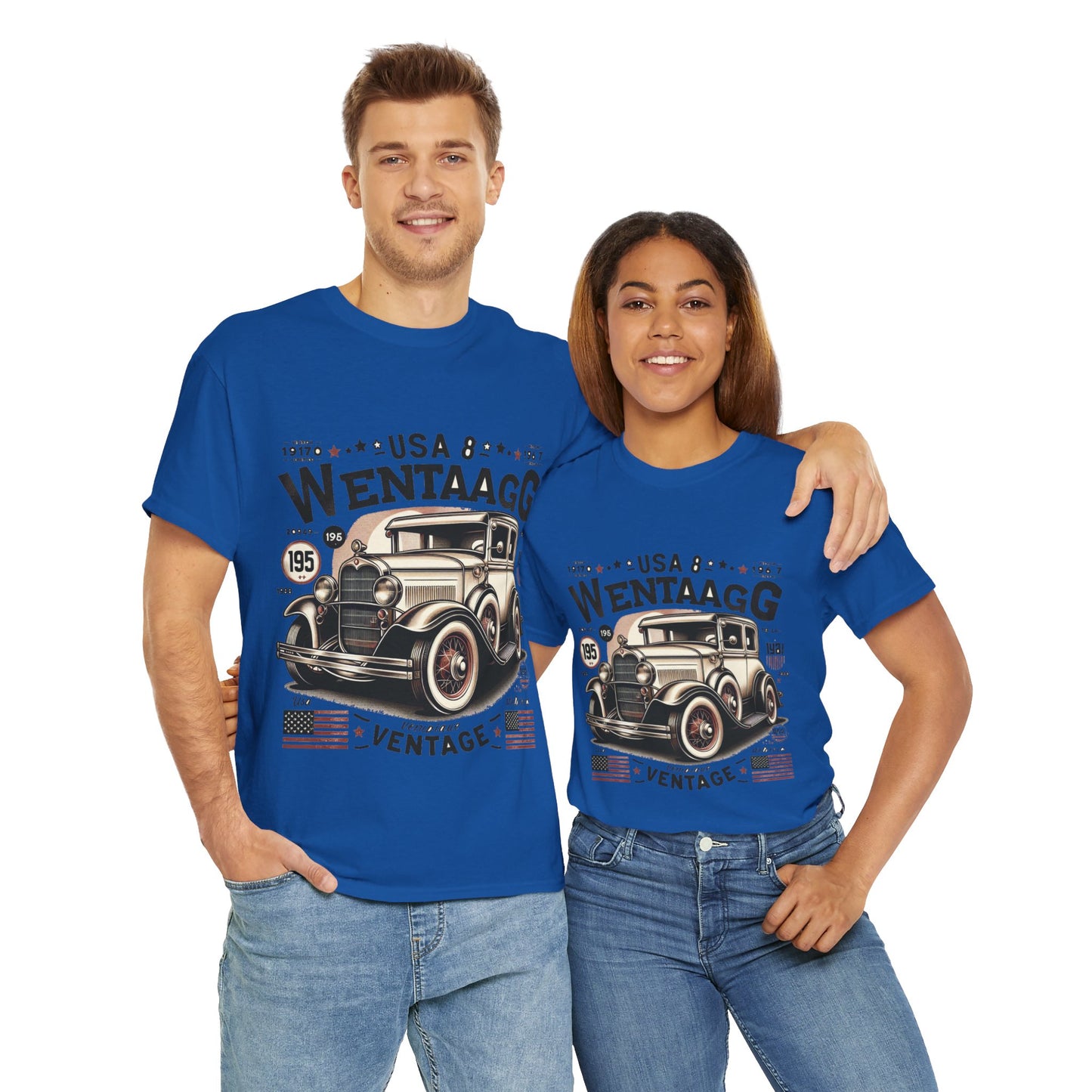 Flag Village USA Vintage Car Flag T-SHIRT Heavy Cotton Tee USA0017