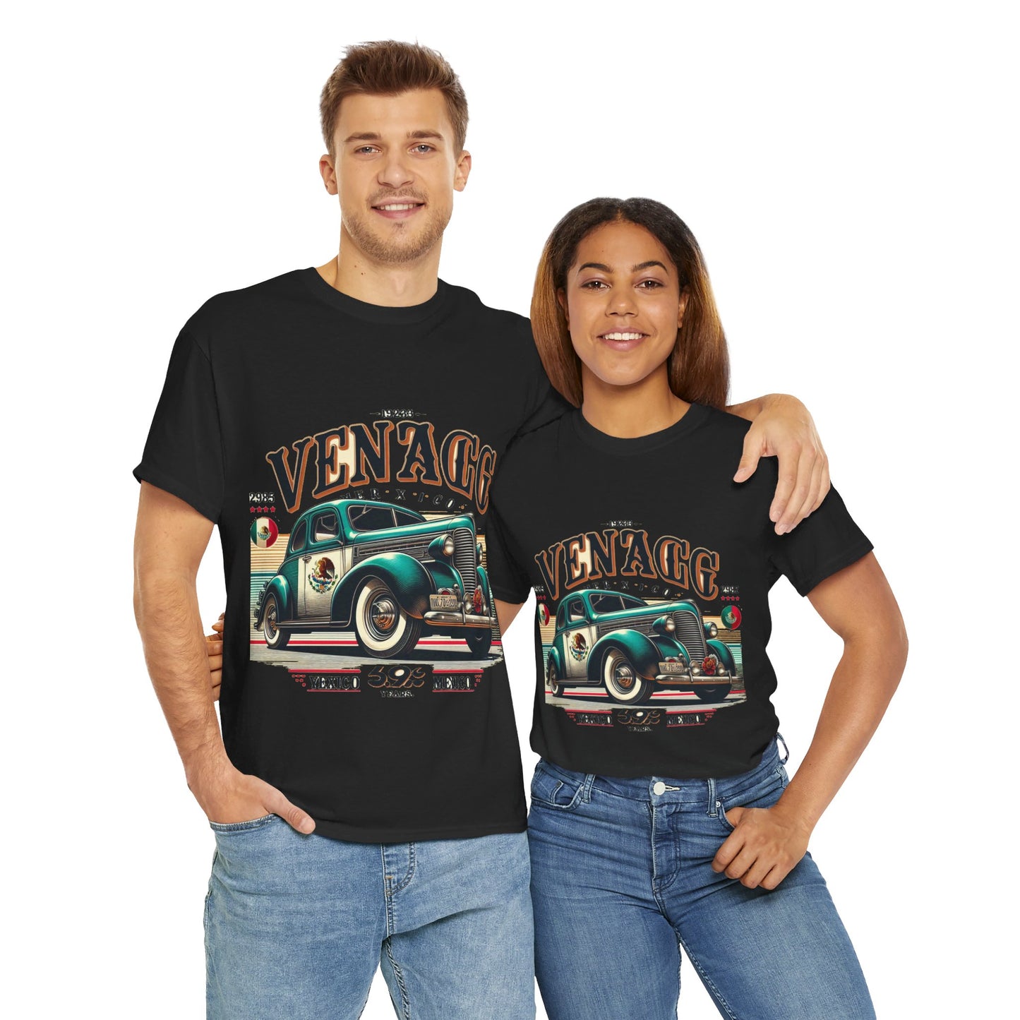 Flag Village Mexico Vintage Car Flag T-SHIRT Heavy Cotton Tee MEX0004