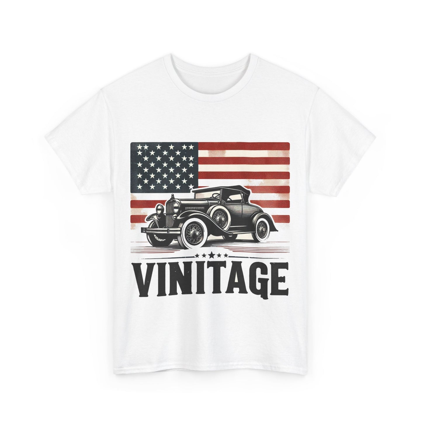 Flag Village USA Vintage Car Flag T-SHIRT Heavy Cotton Tee USA0002