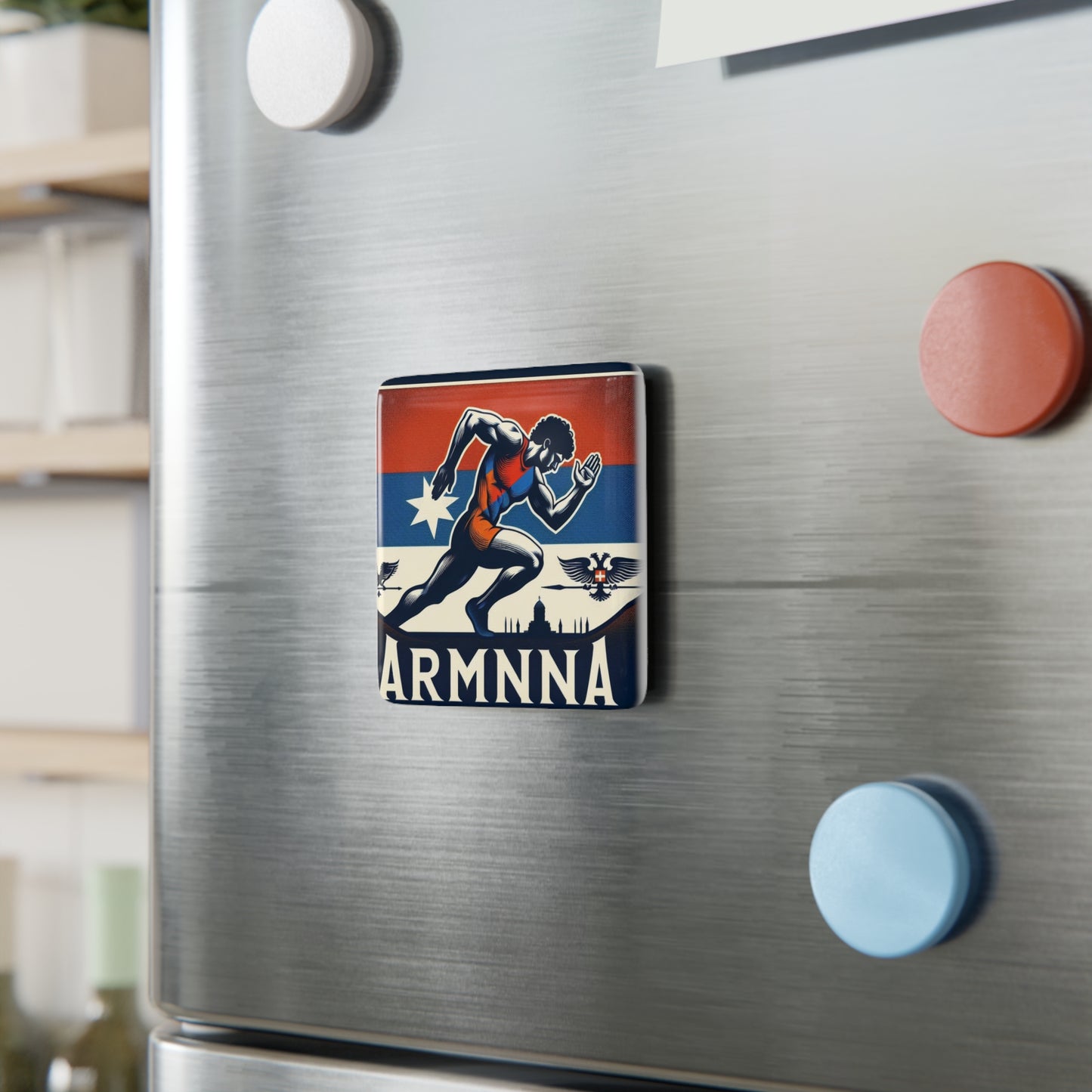 Flag Village Armenia Flag Sporting Porcelain Magnet, Square ARM0005