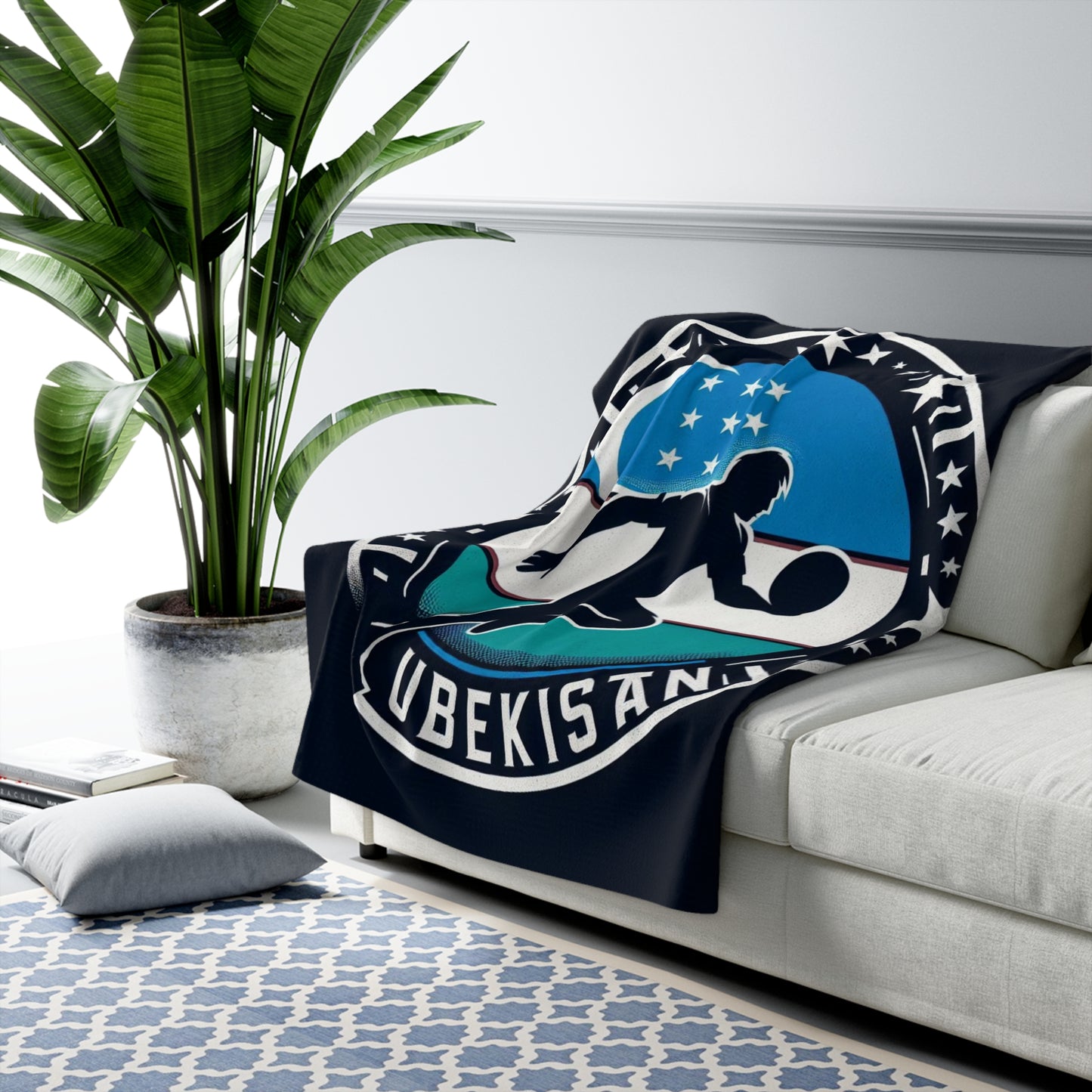 Flag Village Uzbekistan Sporting Flag Sherpa Fleece Blanket UZB0002