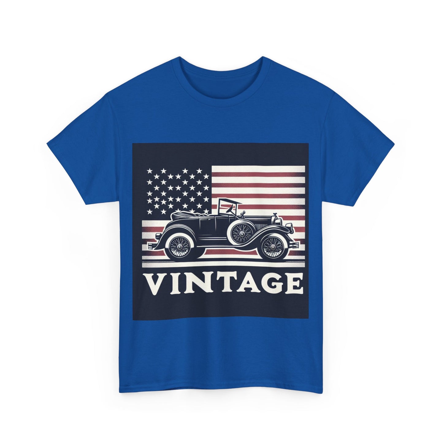 Flag Village USA Vintage Car Flag T-SHIRT Heavy Cotton Tee USA0004