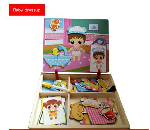Flag Village Montessori Magnetic Fun Puzzle Children's Wooden Puzzle Box Game Cartoon Educational Painting Toys For Children Gift Antistress