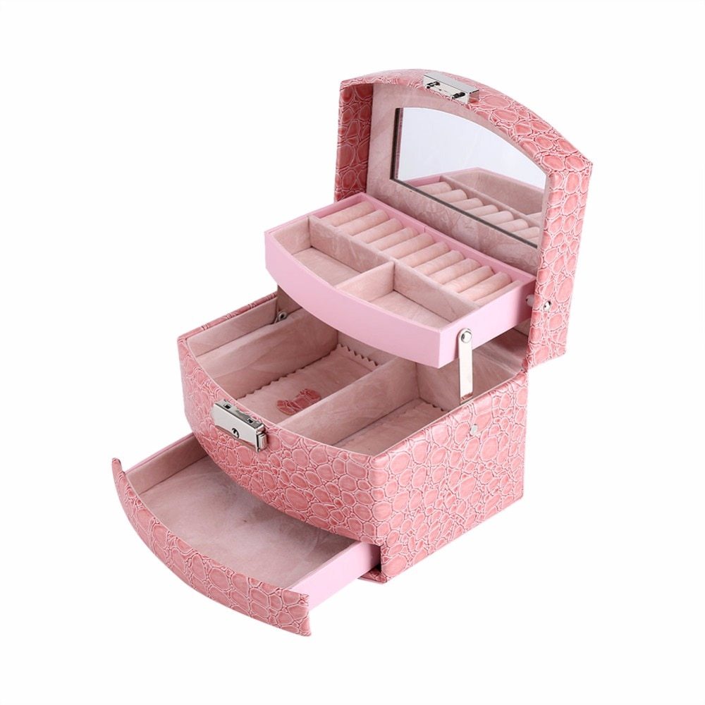 Flag Village 3 Layers Jewelry Boxes And Packaging Leather Makeup Organizer Storage Box Container Case Gift Box Women Cosmetic Casket