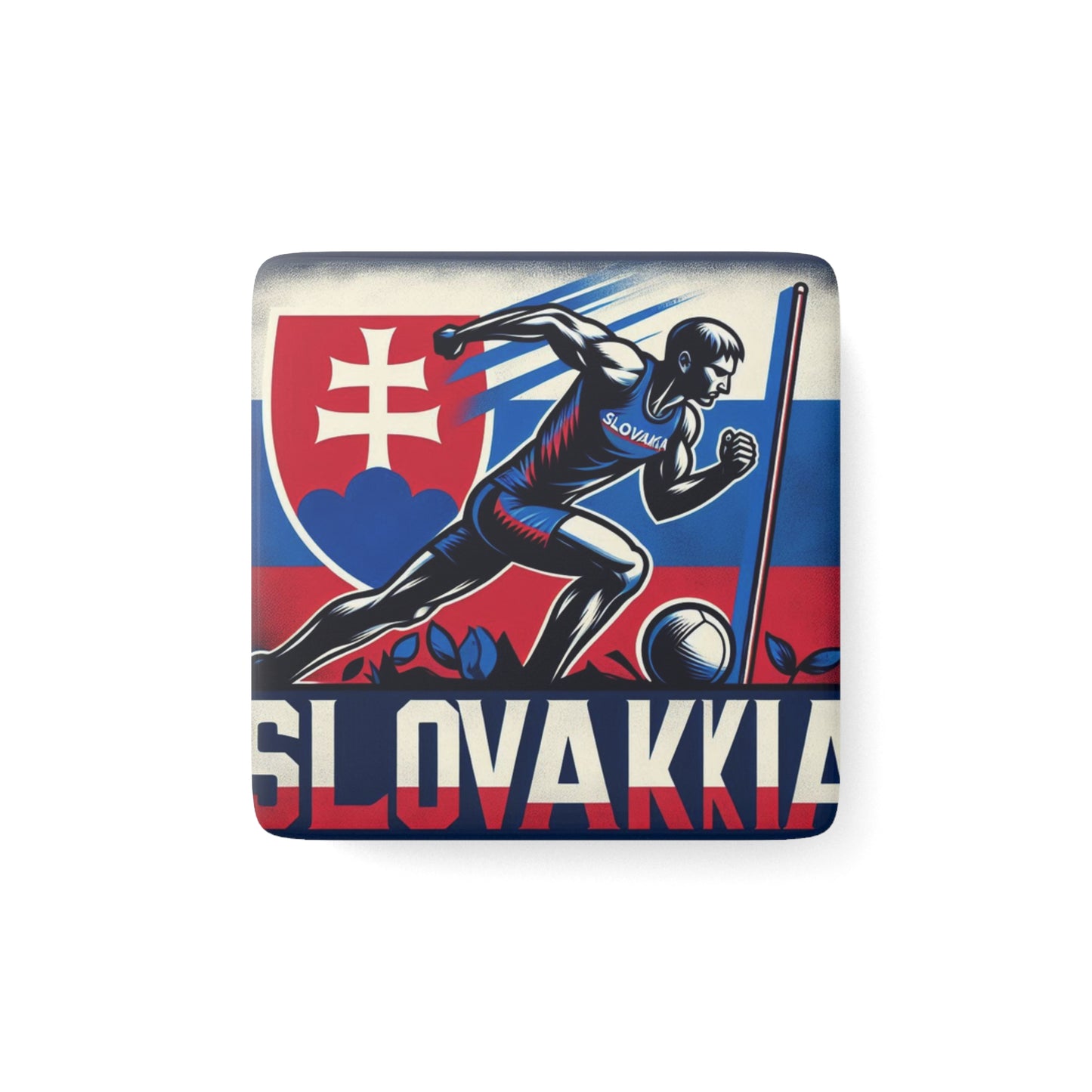 Flag Village Slovakia Flag Sporting Porcelain Magnet, Square SVK0004