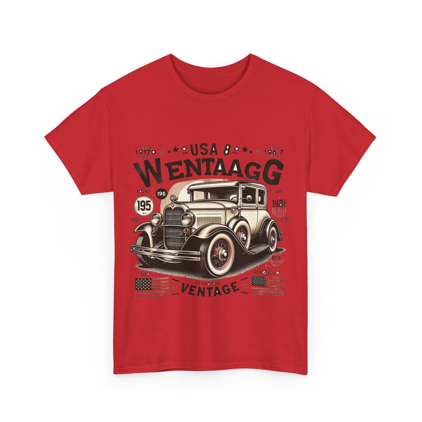 Flag Village USA Vintage Car Flag T-SHIRT Heavy Cotton Tee USA0017