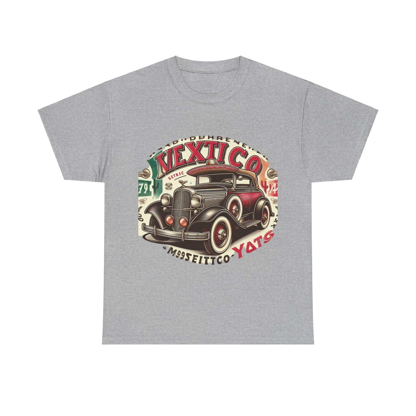 Flag Village Mexico Vintage Car Flag T-SHIRT Heavy Cotton Tee MEX0003