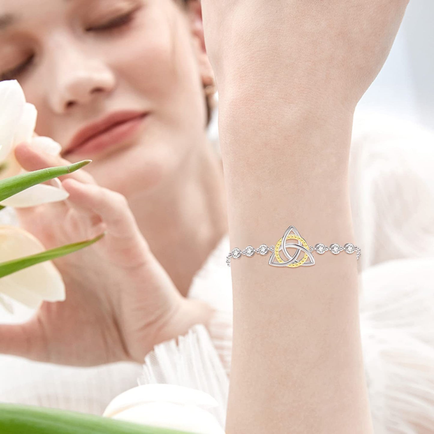 Flag Village Sterling Silver Celtic Knot Vintage Bracelet for Women As Gifts For Women and Girls