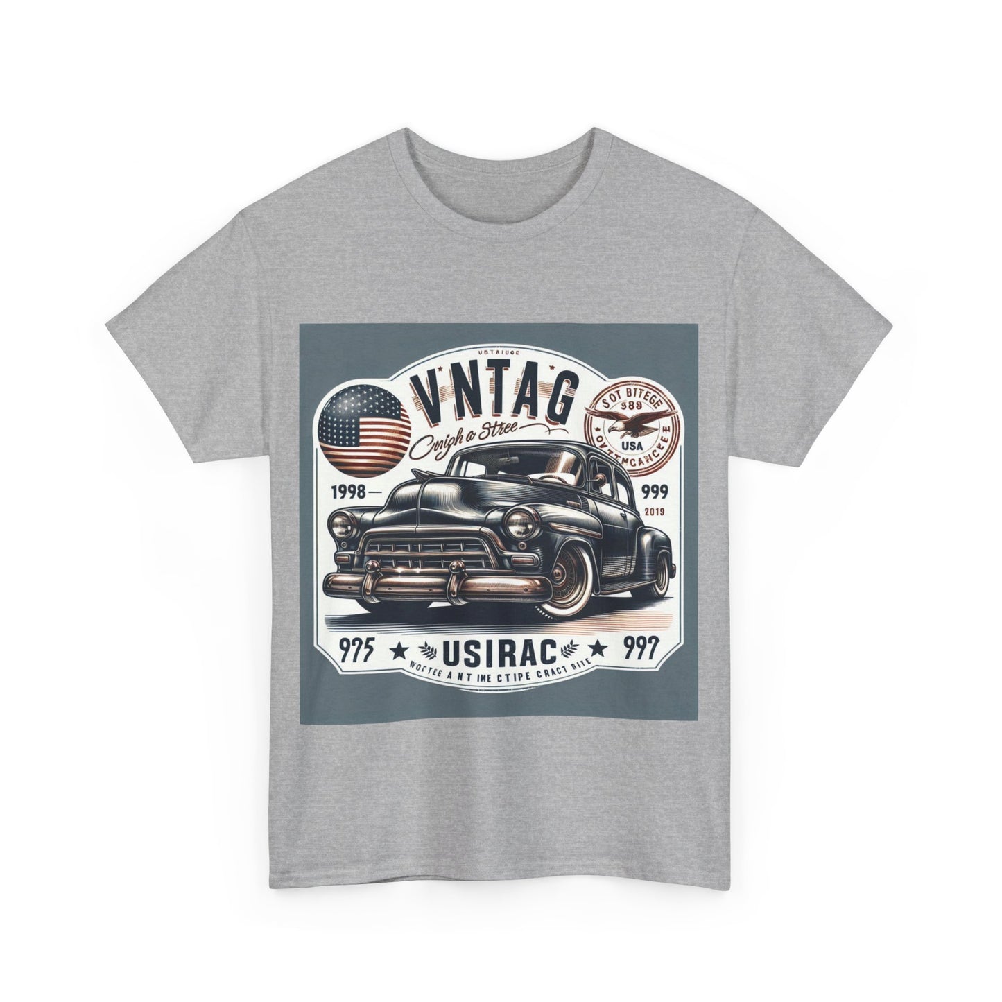 Flag Village USA Vintage Car Flag T-SHIRT Heavy Cotton Tee USA0018