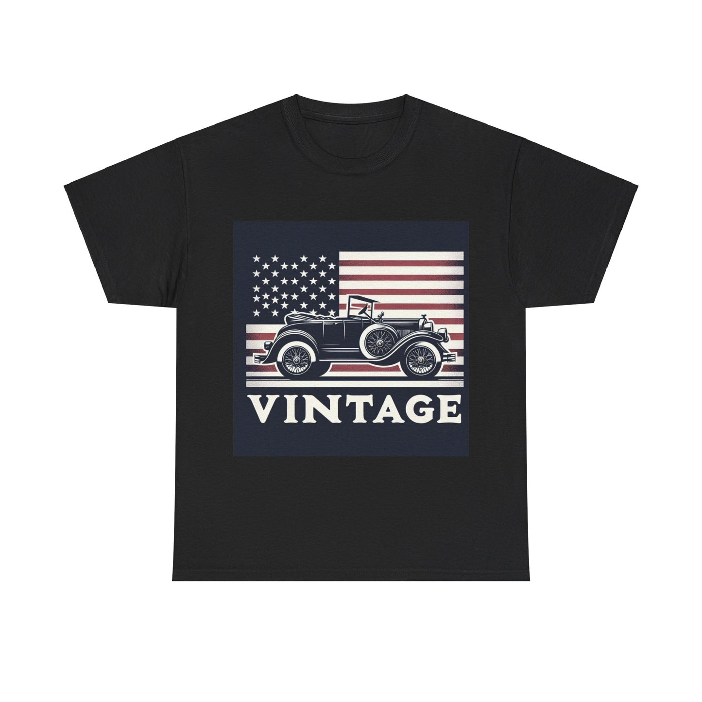 Flag Village USA Vintage Car Flag T-SHIRT Heavy Cotton Tee USA0004