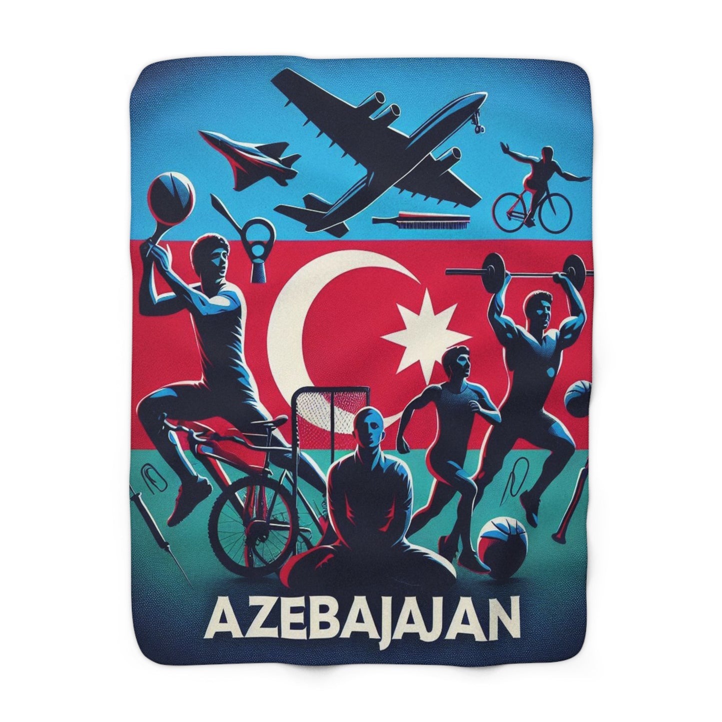 Flag Village Azerbaijan Sporting Flag Sherpa Fleece Blanket AZE0004