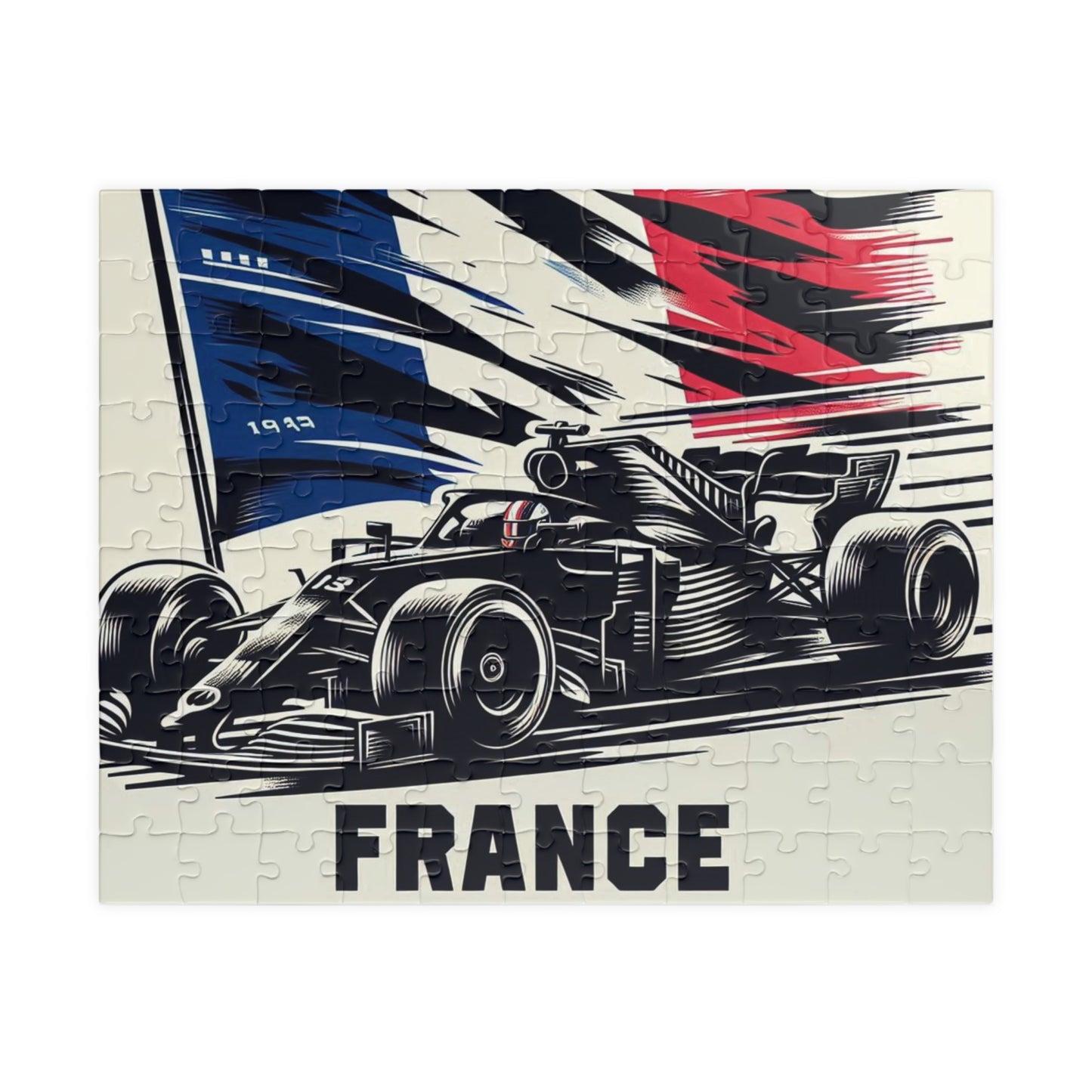 Flag Village France Racing Car Sporting Flag Puzzle (110, 252, 520, 1014-piece) FRA0014