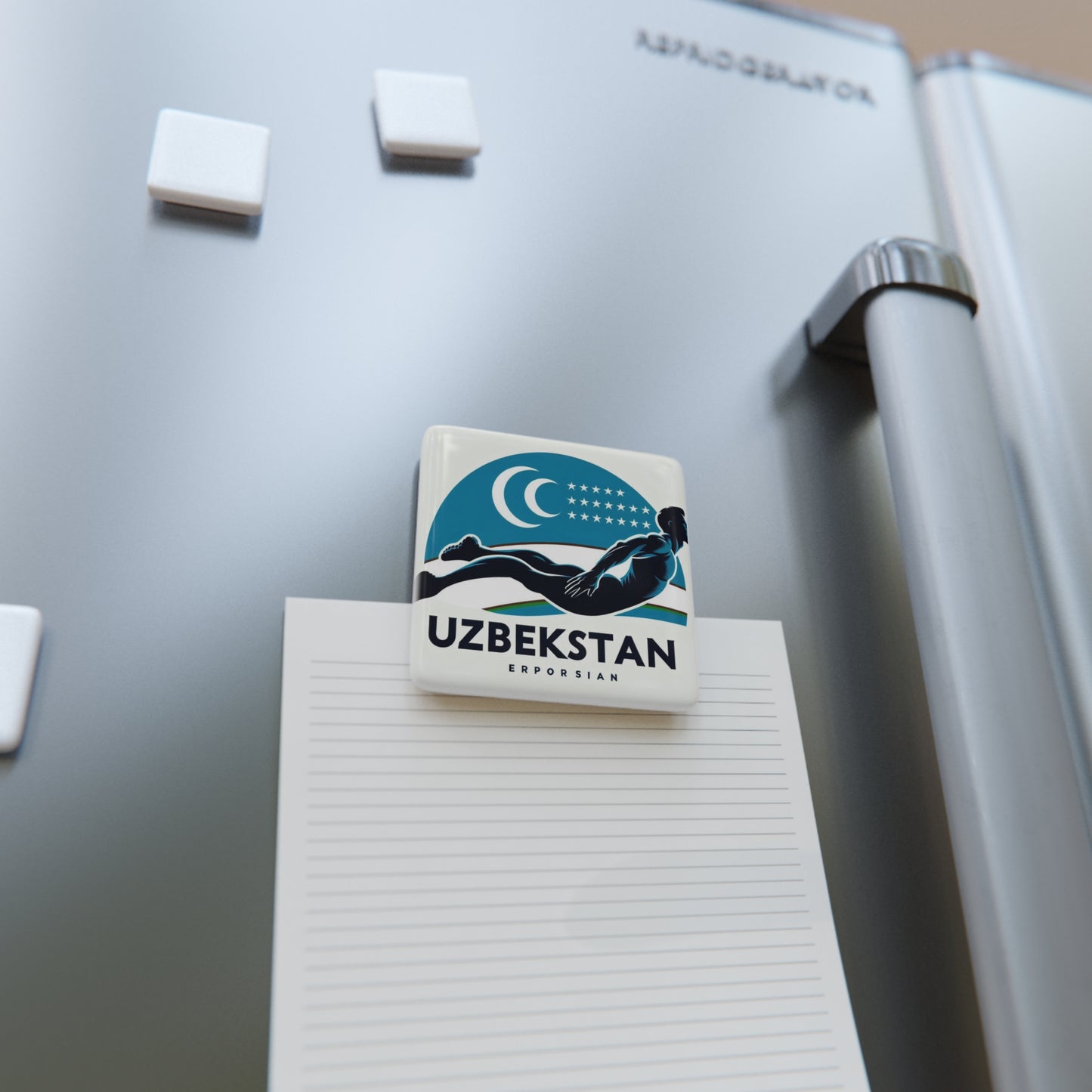 Flag Village Uzbekistan Flag Sporting Porcelain Magnet, Square UZB0005