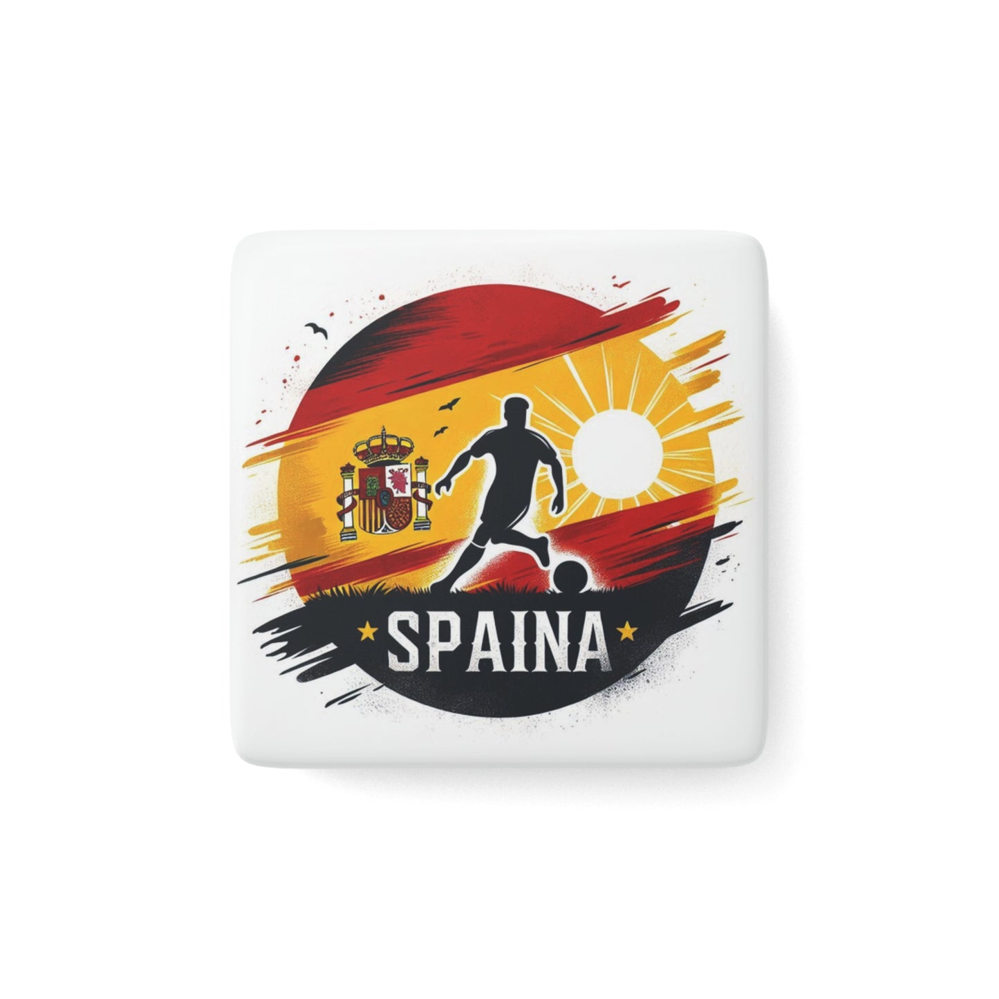 Flag Village Spain Flag Sporting Porcelain Magnet, Square ESP0006