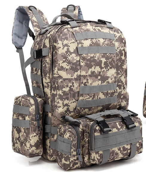 Flag Village Men's Travel Backpack Oxford Cloth Outdoors Backpack Army Camouflage Tactics Double Shoulder Bag Mountaineering Large Combination Backpack