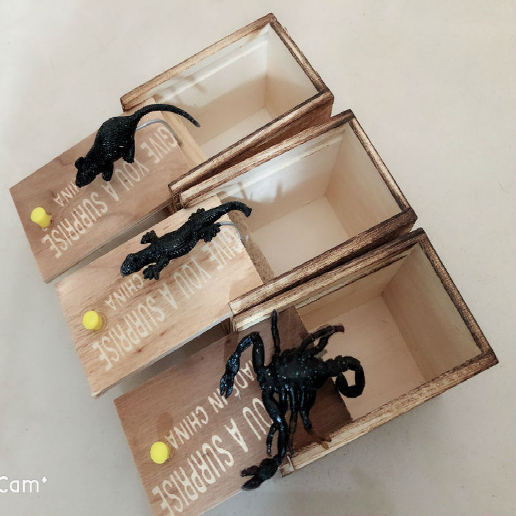 Flag Village Prank Spider Wooden Scare Box Trick Play Joke Lifelike Surprise April Fools' Day Funny Novelty Toys Gags Practical Gifts
