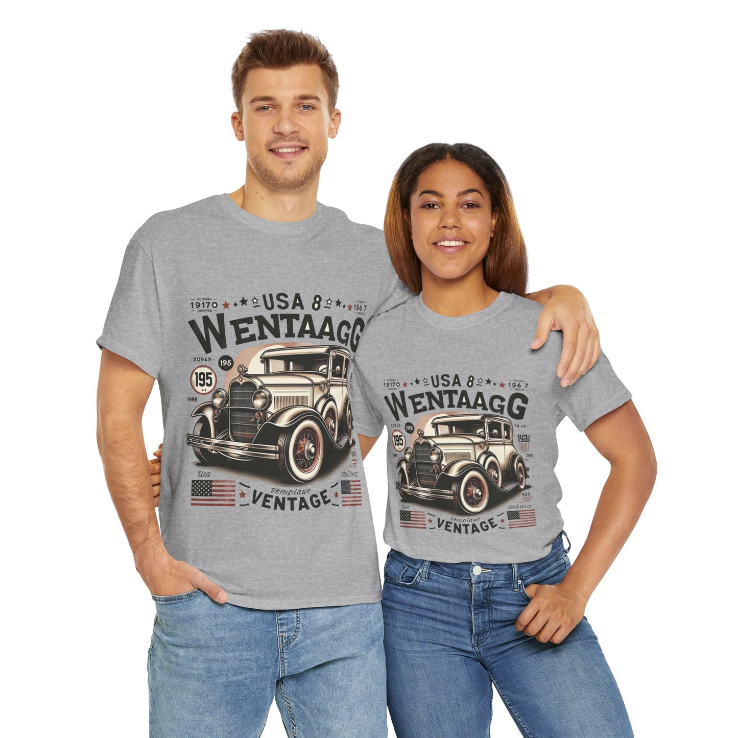 Flag Village USA Vintage Car Flag T-SHIRT Heavy Cotton Tee USA0017
