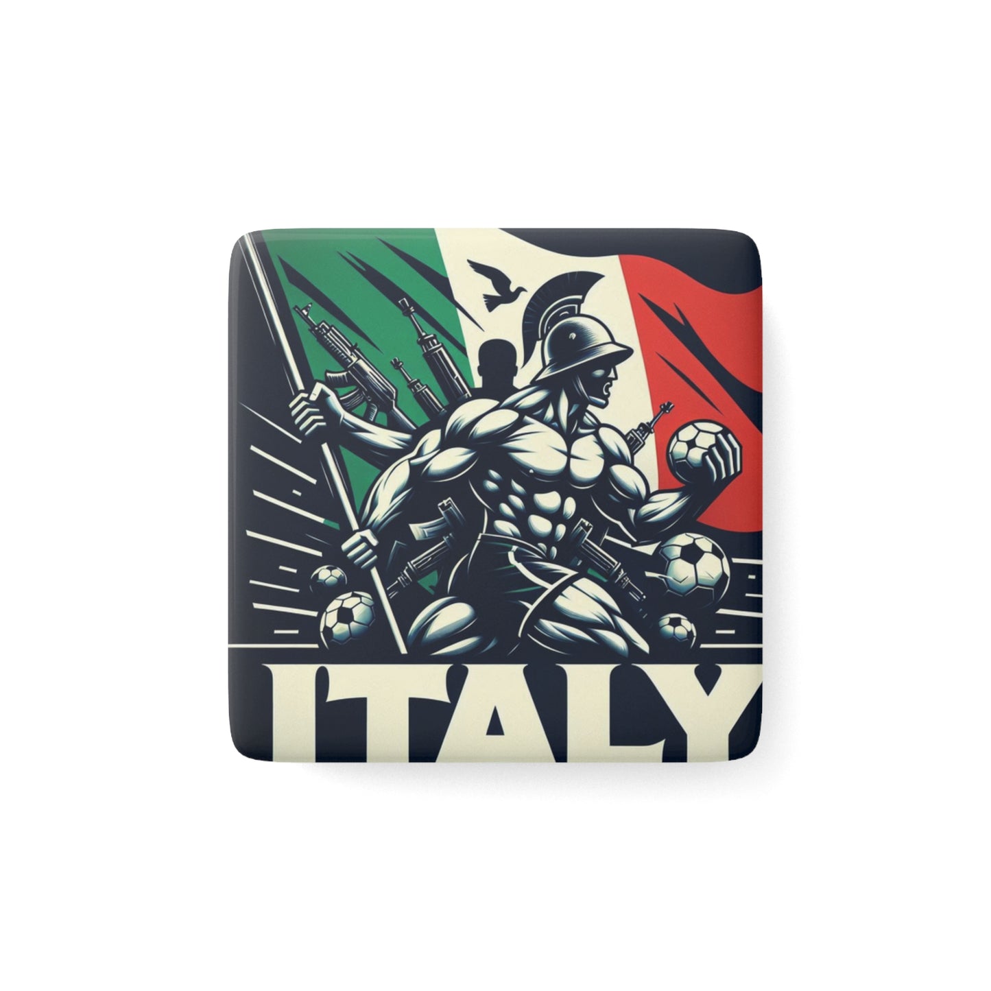 Flag Village Italy Flag Sporting Porcelain Magnet, Square ITA0006