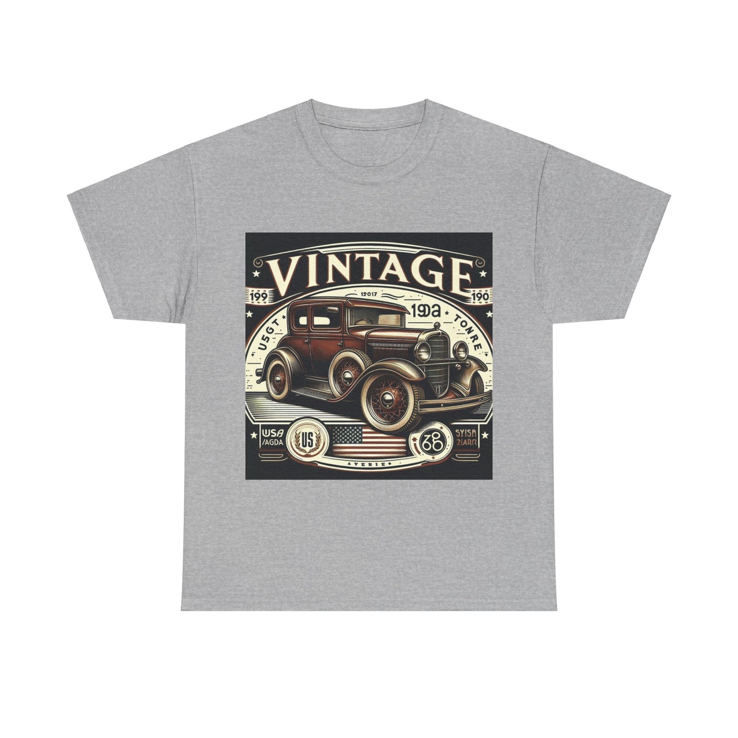 Flag Village USA Vintage Car Flag T-SHIRT Heavy Cotton Tee USA0014