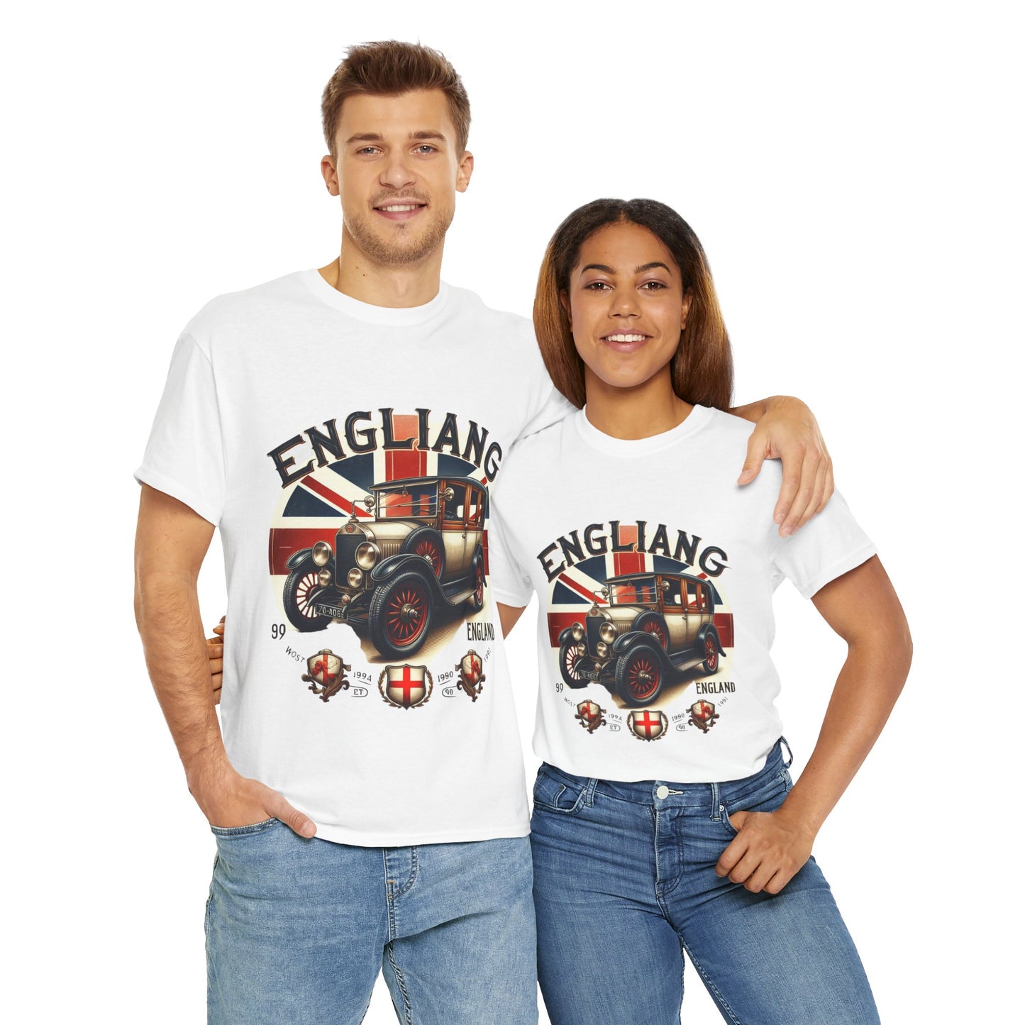 Flag Village UK Vintage Car Flag T-SHIRT Heavy Cotton Tee UK0002