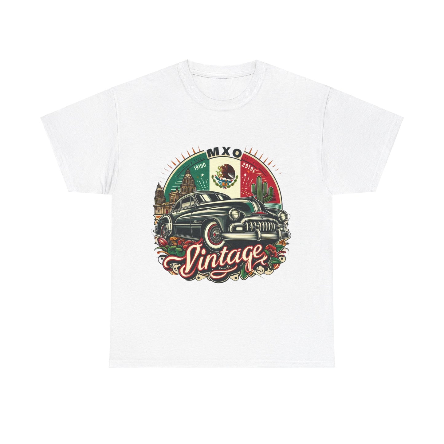 Flag Village Mexico Vintage Car Flag T-SHIRT Heavy Cotton Tee MEX0001