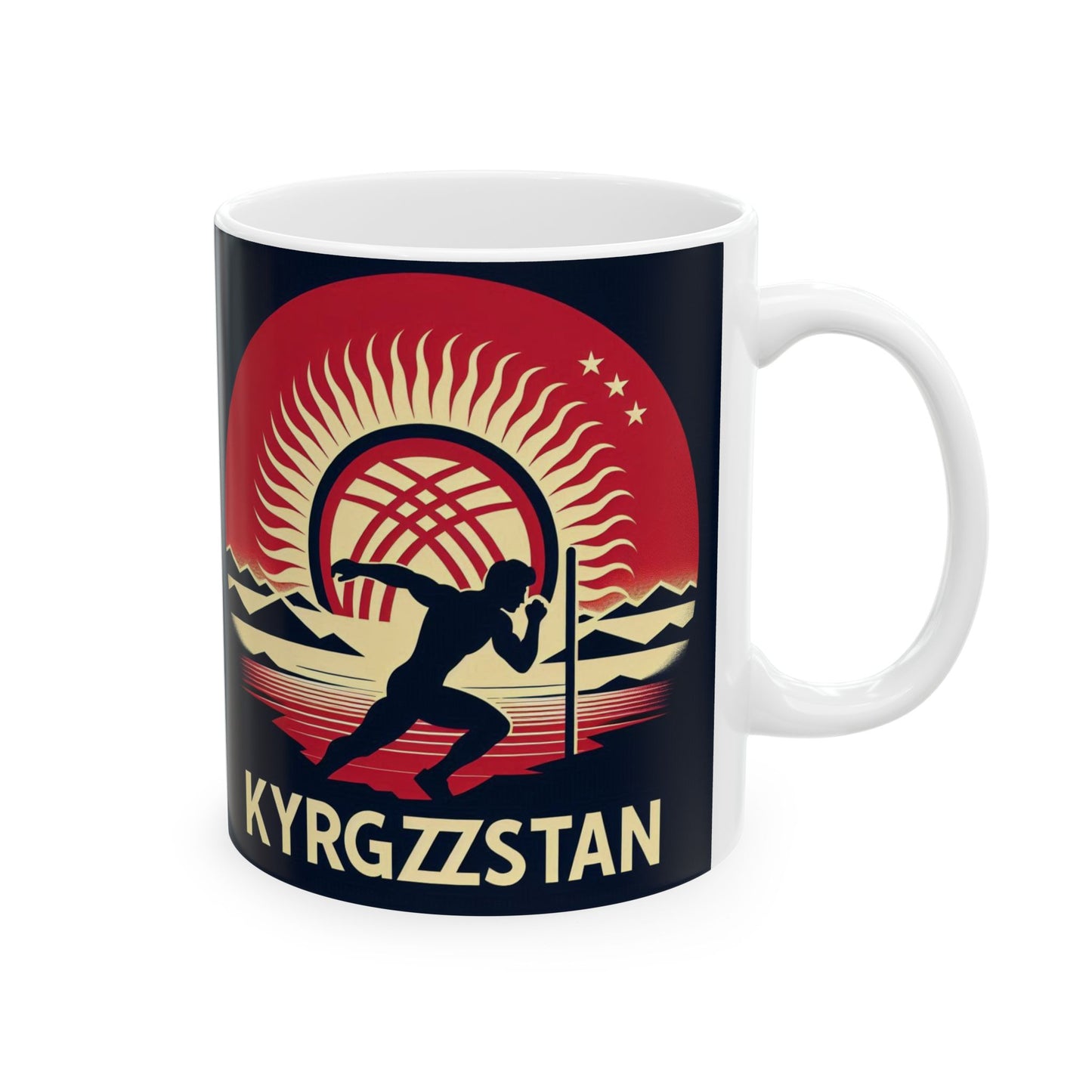 Flag Village Kyrgyzstan Sporting Flag Ceramic Coffee Mug 11oz KGZ0006