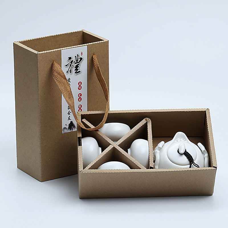 Flag Village Cheap Promotional Ceramic Kung Fu Tea Set Gift Box