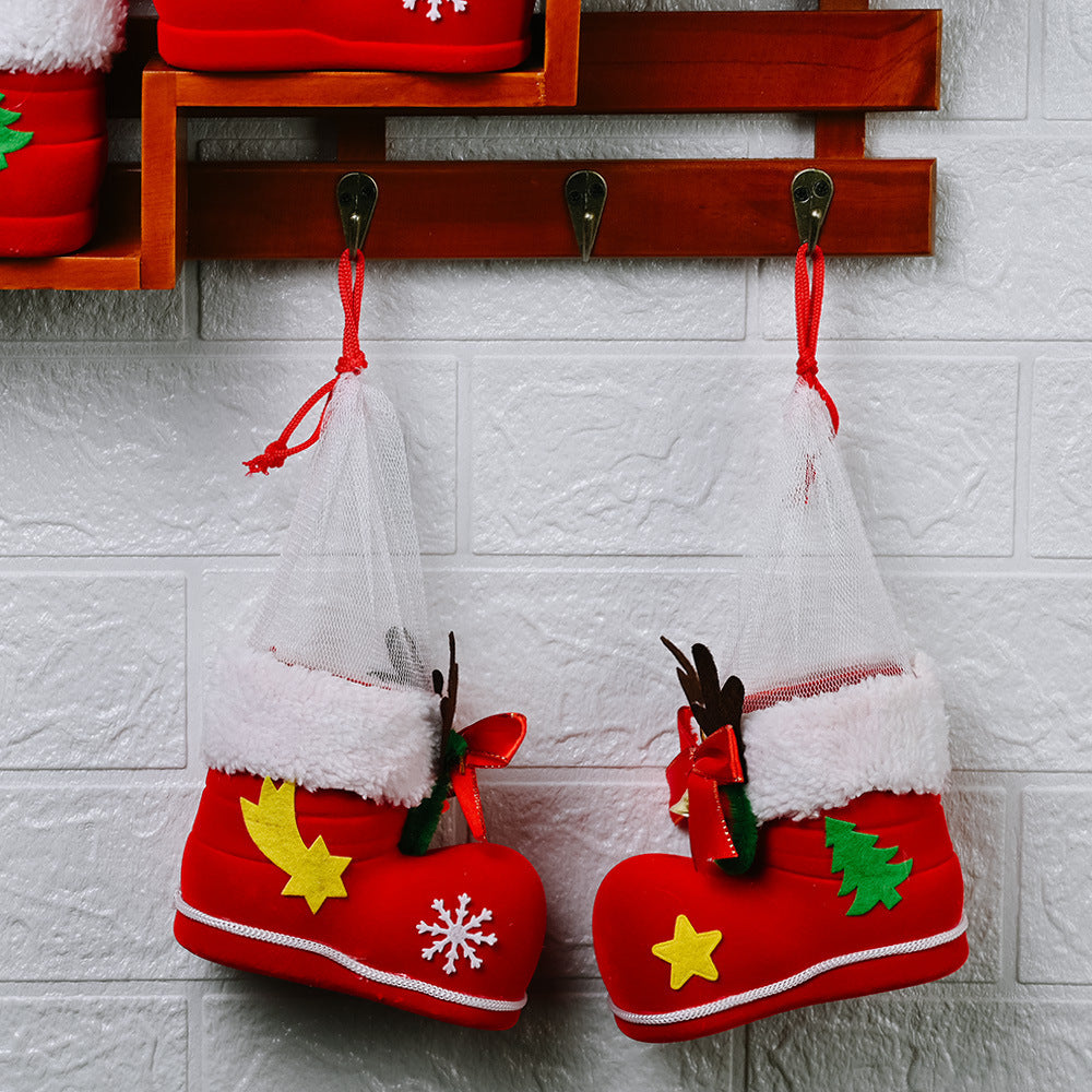 Flag Village Christmas Decor Santa Boot Shoes Candy Stocking Extra Large Gift Box Decoration