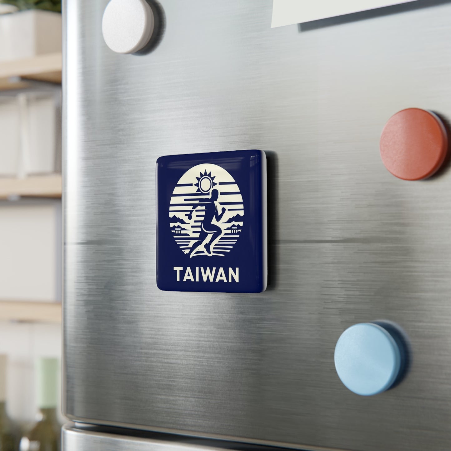 Flag Village Taiwan Flag Sporting Porcelain Magnet, Square TWN0006